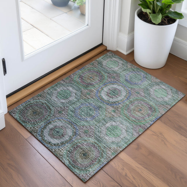 Addison Chantille ACN2049 Panel Machine Made Transitional Green Rug