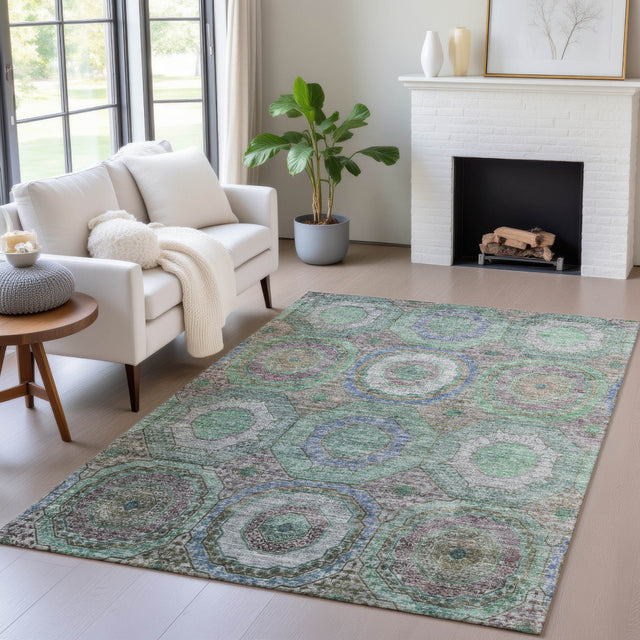 Addison Chantille ACN2049 Panel Machine Made Transitional Green Rug