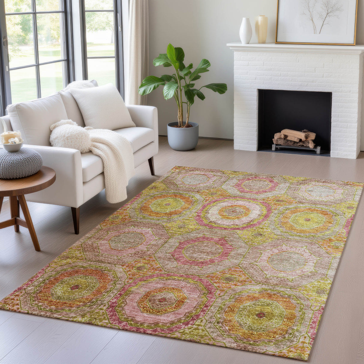 Addison Chantille ACN2049 Panel Machine Made Transitional Orange Rug