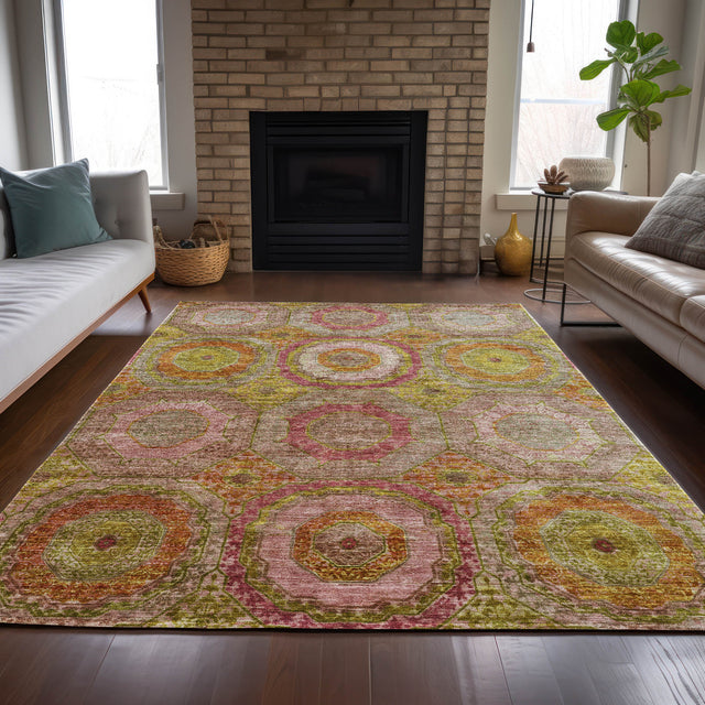 Addison Chantille ACN2049 Panel Machine Made Transitional Orange Rug