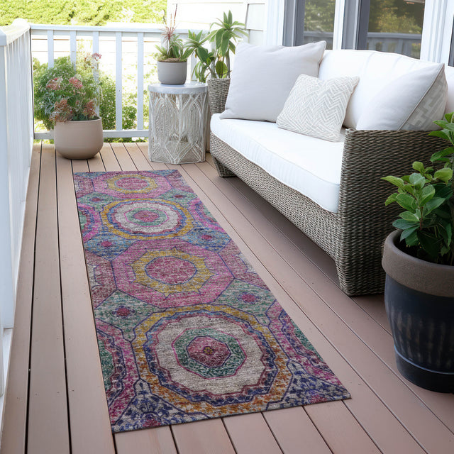 Addison Chantille ACN2049 Panel Machine Made Transitional Pink Rug