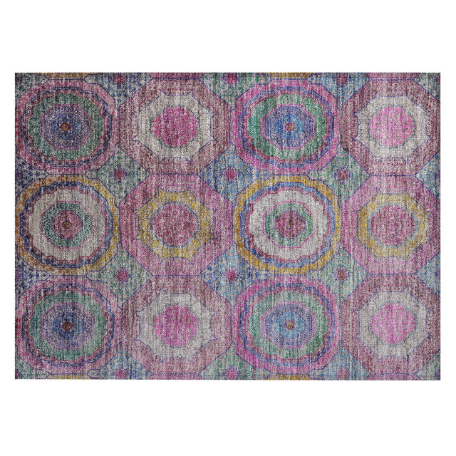 Addison Chantille ACN2049 Panel Machine Made Transitional Pink Rug