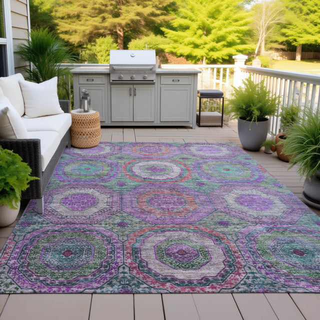 Addison Chantille ACN2049 Panel Machine Made Transitional Purple Rug