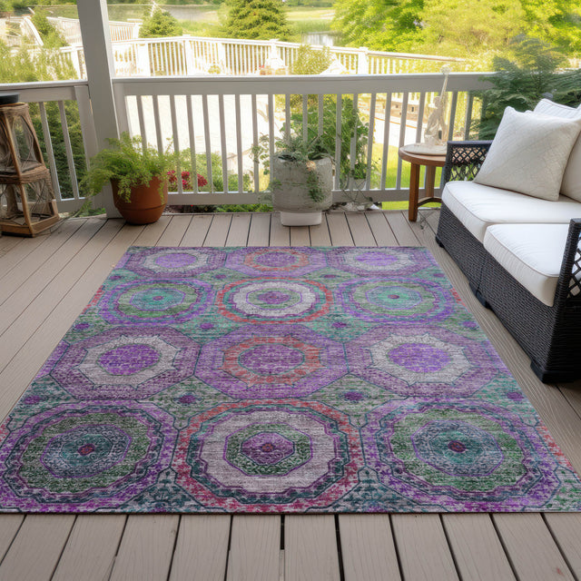 Addison Chantille ACN2049 Panel Machine Made Transitional Purple Rug