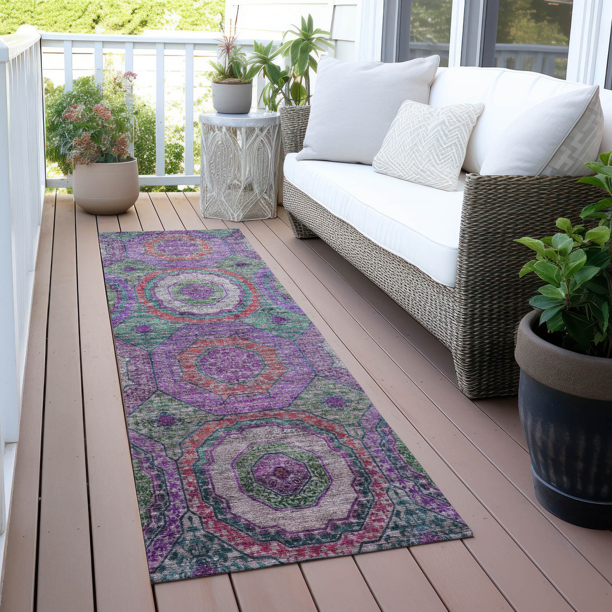 Addison Chantille ACN2049 Panel Machine Made Transitional Purple Rug