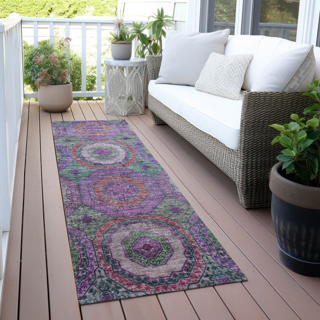 Addison Chantille ACN2049 Panel Machine Made Transitional Purple Rug