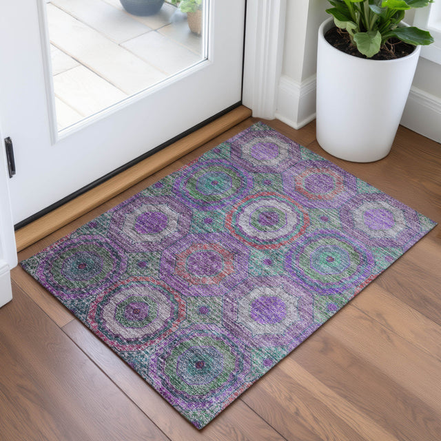 Addison Chantille ACN2049 Panel Machine Made Transitional Purple Rug
