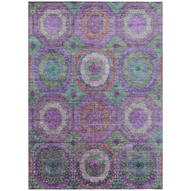 Addison Chantille ACN2049 Panel Machine Made Transitional Purple Rug