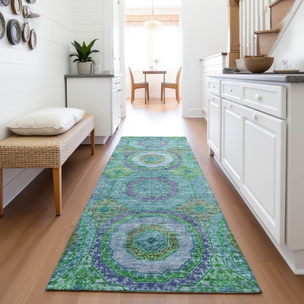 Addison Chantille ACN2049 Panel Machine Made Transitional Teal Rug