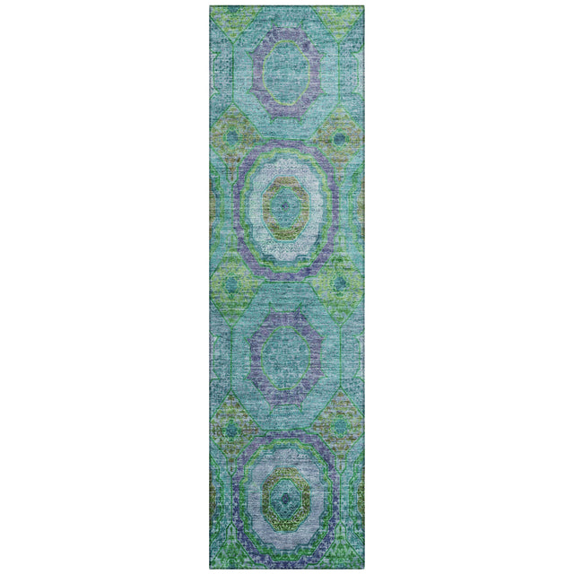 Addison Chantille ACN2049 Panel Machine Made Transitional Teal Rug
