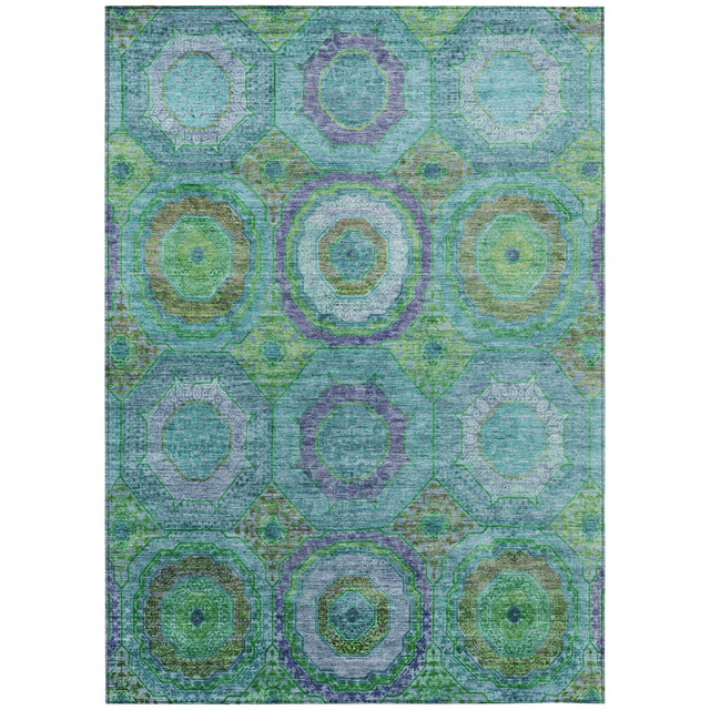 Addison Chantille ACN2049 Panel Machine Made Transitional Teal Rug