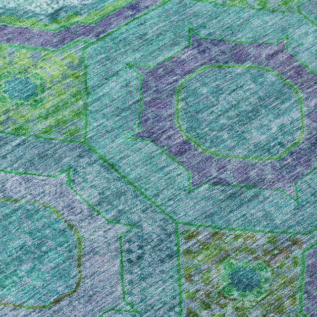 Addison Chantille ACN2049 Panel Machine Made Transitional Teal Rug