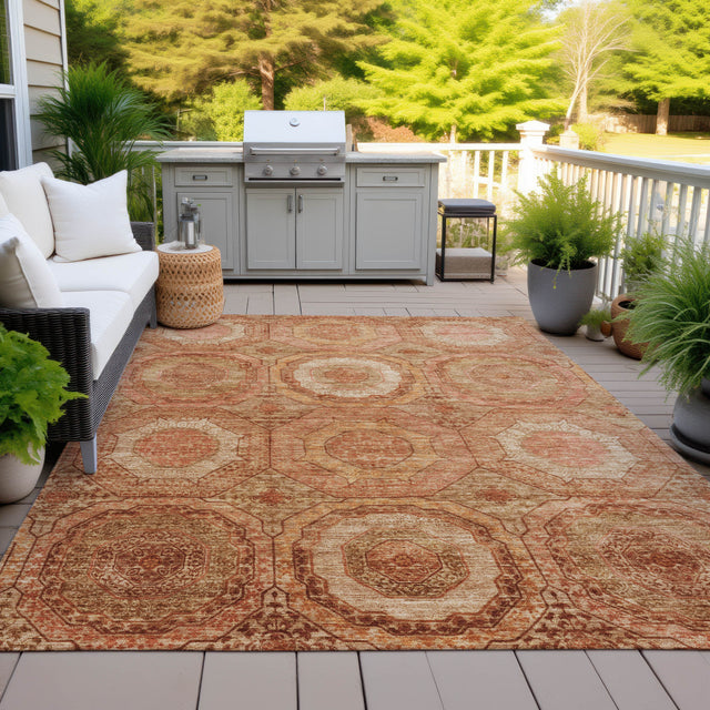 Addison Chantille ACN2050 Panel Machine Made Transitional Terracotta Rug
