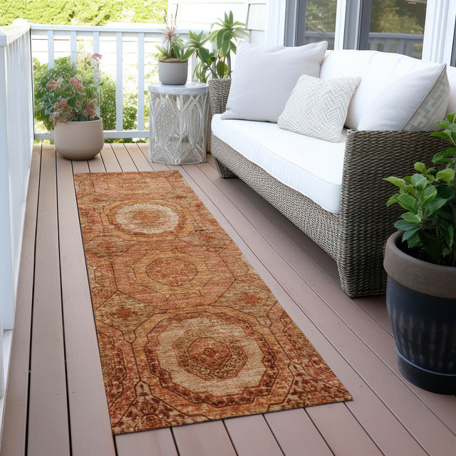 Addison Chantille ACN2050 Panel Machine Made Transitional Terracotta Rug