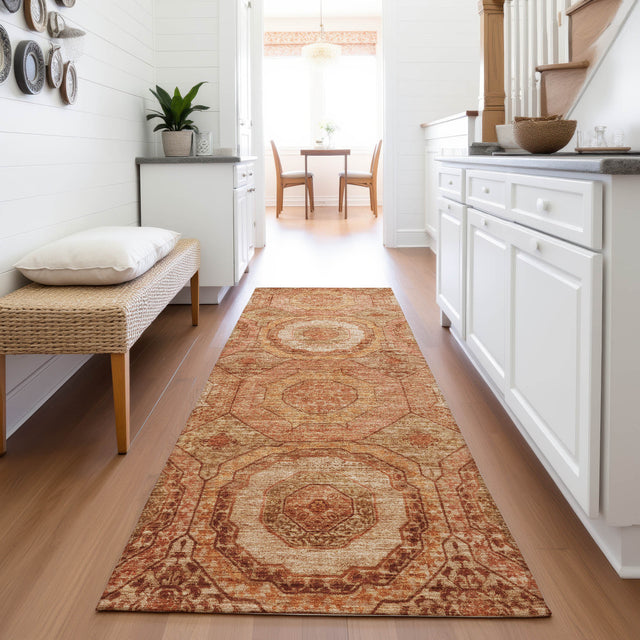 Addison Chantille ACN2050 Panel Machine Made Transitional Terracotta Rug