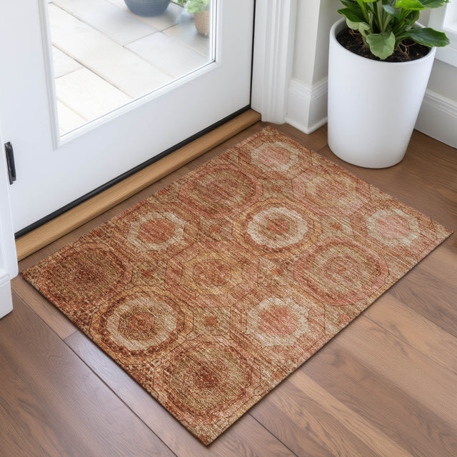 Addison Chantille ACN2050 Panel Machine Made Transitional Terracotta Rug