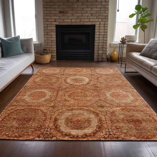 Addison Chantille ACN2050 Panel Machine Made Transitional Terracotta Rug