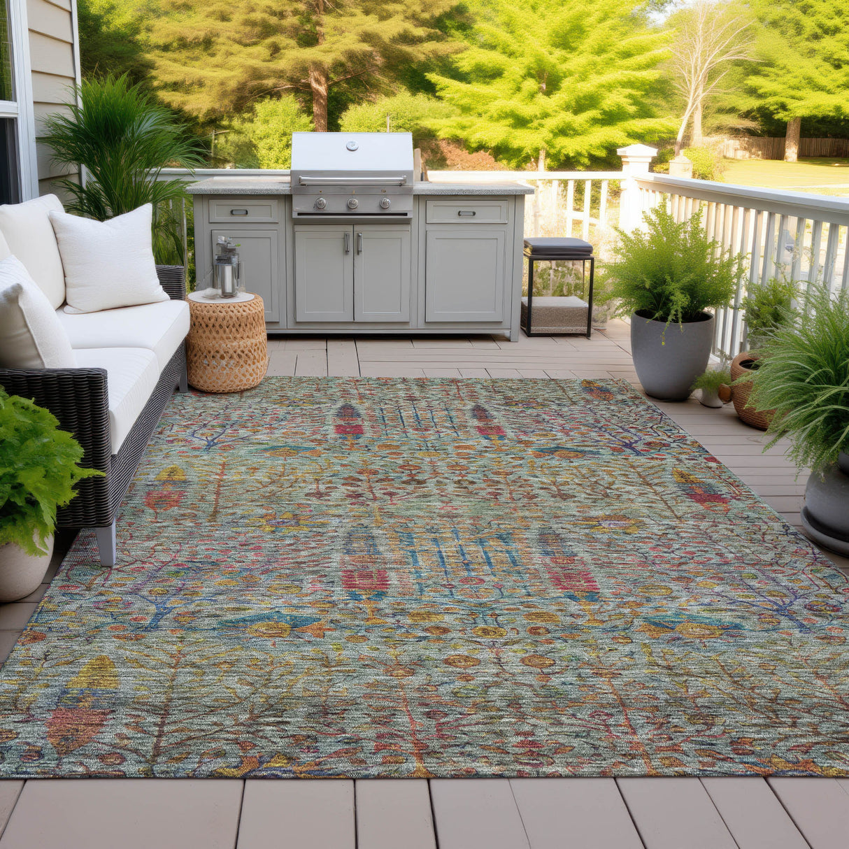 Addison Chantille ACN2053 Americana Machine Made Transitional Green Rug