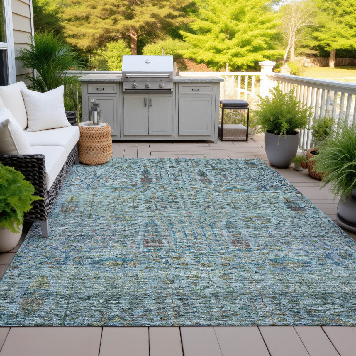 Addison Chantille ACN2053 Americana Machine Made Transitional Teal Rug