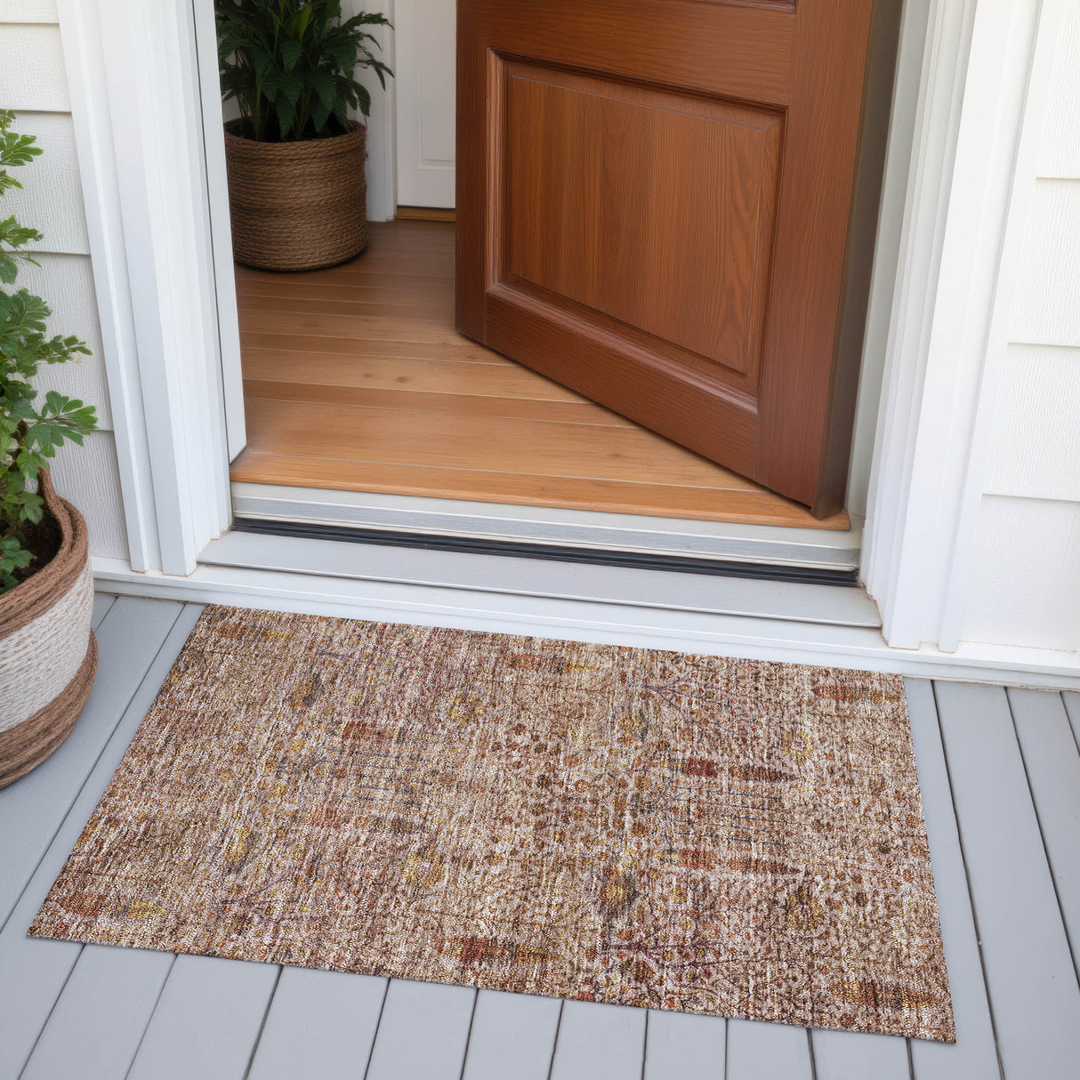 Addison Chantille ACN2053 Americana Machine Made Transitional Terracotta Rug
