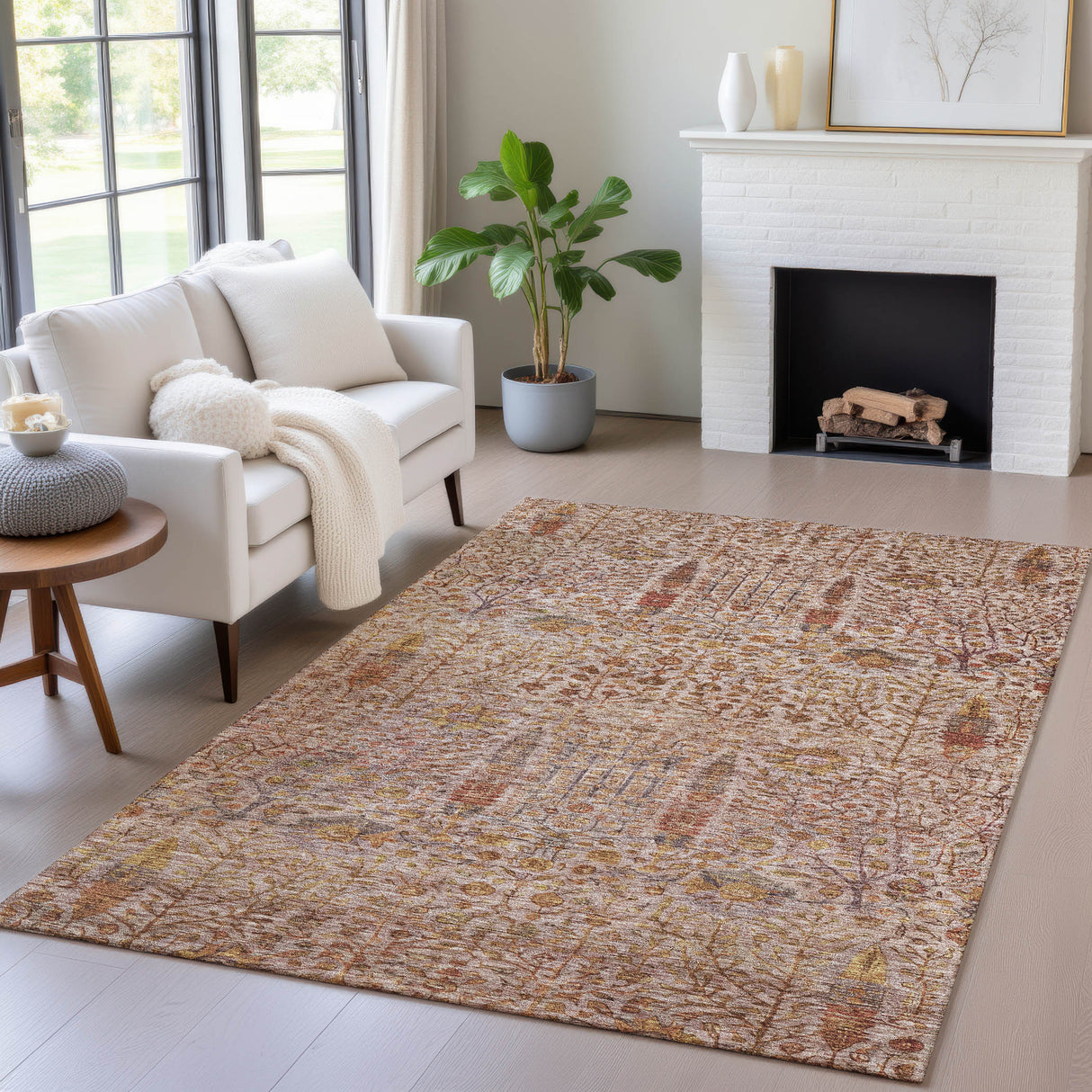 Addison Chantille ACN2053 Americana Machine Made Transitional Terracotta Rug