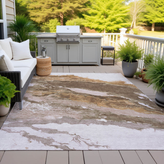 Addison Chantille ACN2054 Abstract Machine Made Transitional Brown Rug