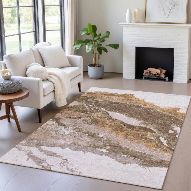 Addison Chantille ACN2054 Abstract Machine Made Transitional Brown Rug