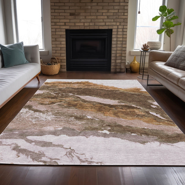 Addison Chantille ACN2054 Abstract Machine Made Transitional Brown Rug