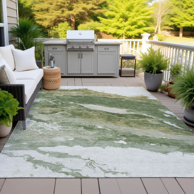 Addison Chantille ACN2054 Abstract Machine Made Transitional Green Rug