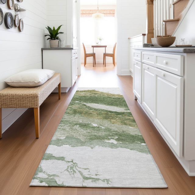 Addison Chantille ACN2054 Abstract Machine Made Transitional Green Rug