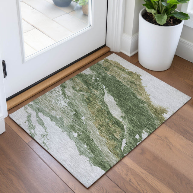 Addison Chantille ACN2054 Abstract Machine Made Transitional Green Rug