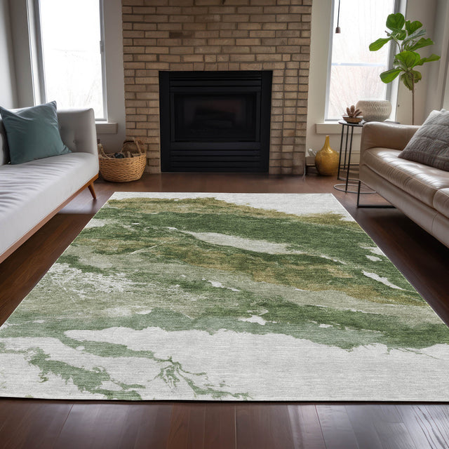 Addison Chantille ACN2054 Abstract Machine Made Transitional Green Rug
