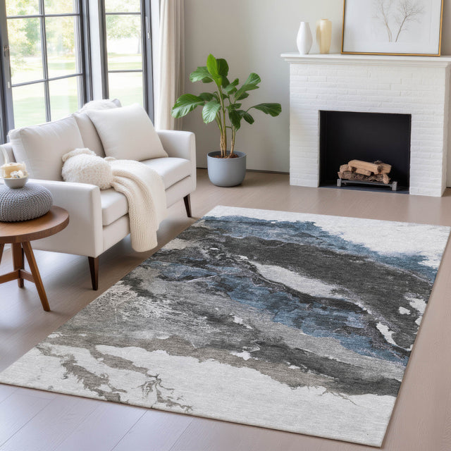 Addison Chantille ACN2054 Abstract Machine Made Transitional Pewter Rug