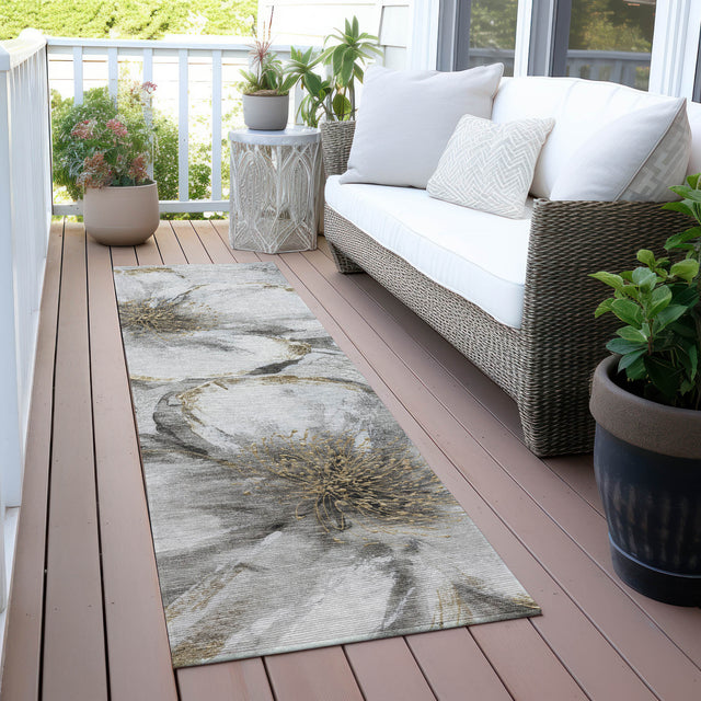 Addison Chantille ACN2055 Floral Machine Made Transitional Silver Rug