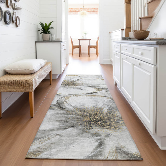 Addison Chantille ACN2055 Floral Machine Made Transitional Silver Rug