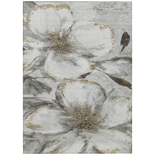 Addison Chantille ACN2055 Floral Machine Made Transitional Silver Rug