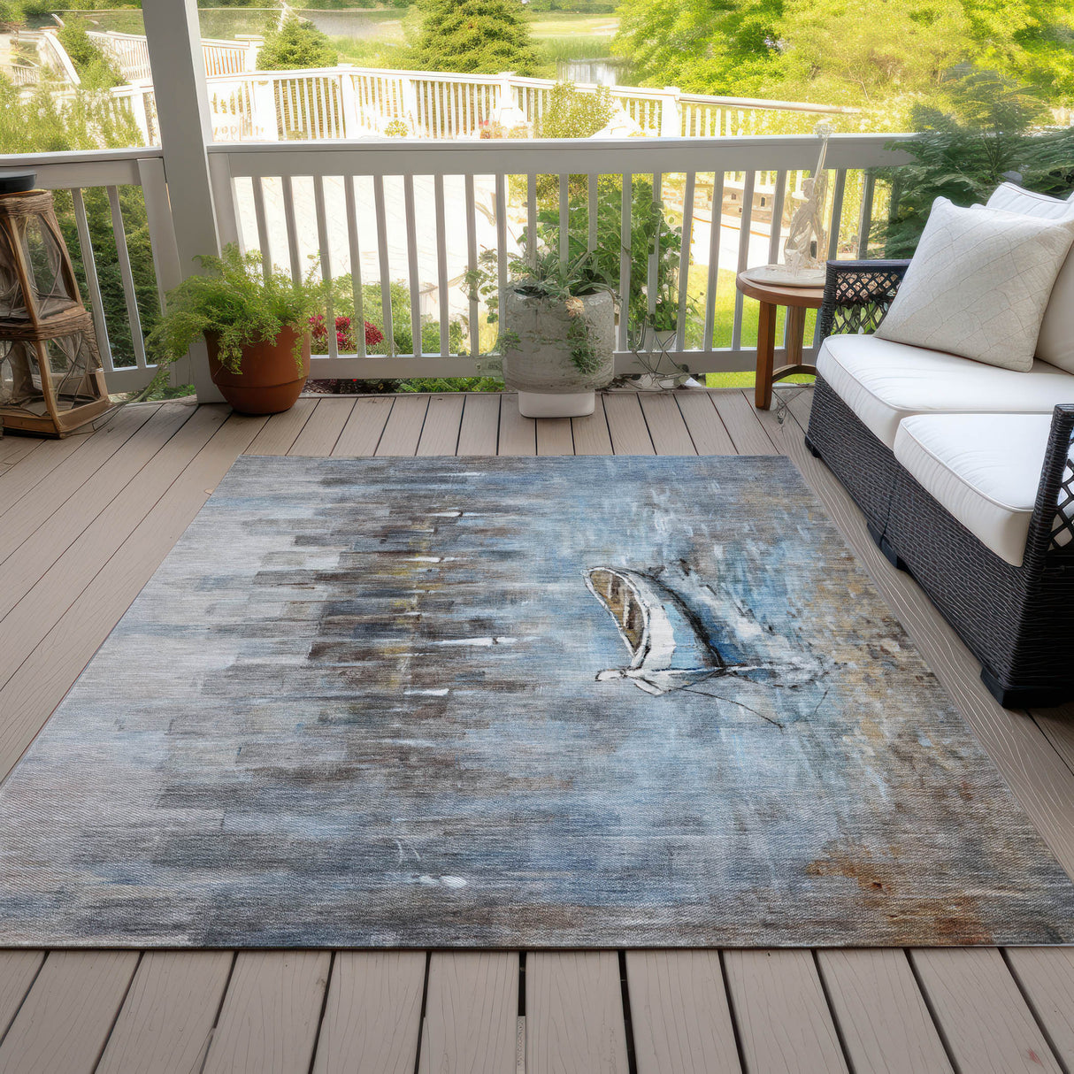 Addison Chantille ACN2056 Nautical Machine Made Transitional Blue Rug