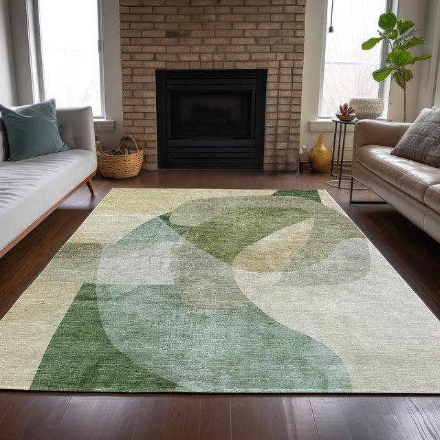 Addison Chantille ACN2057 Abstract Machine Made Transitional Aloe Rug