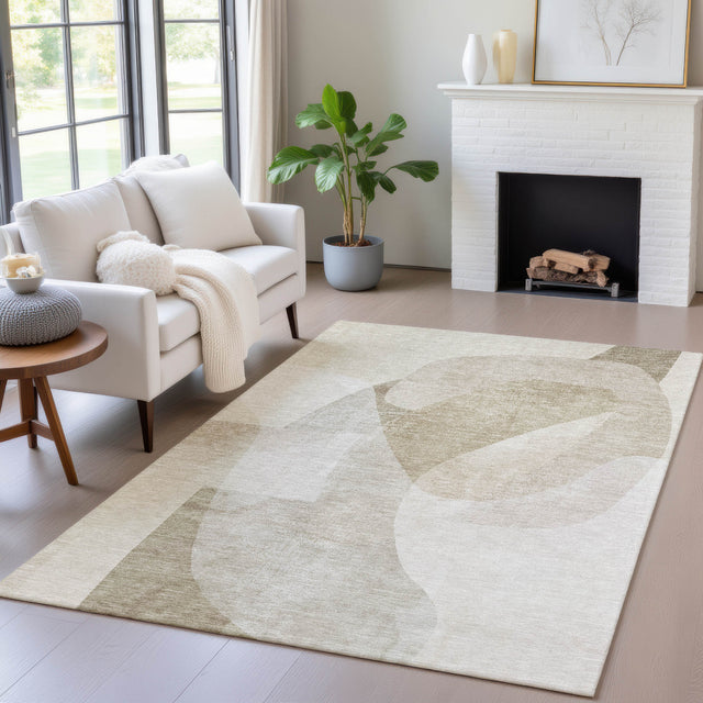 Addison Chantille ACN2057 Abstract Machine Made Transitional Beige Rug