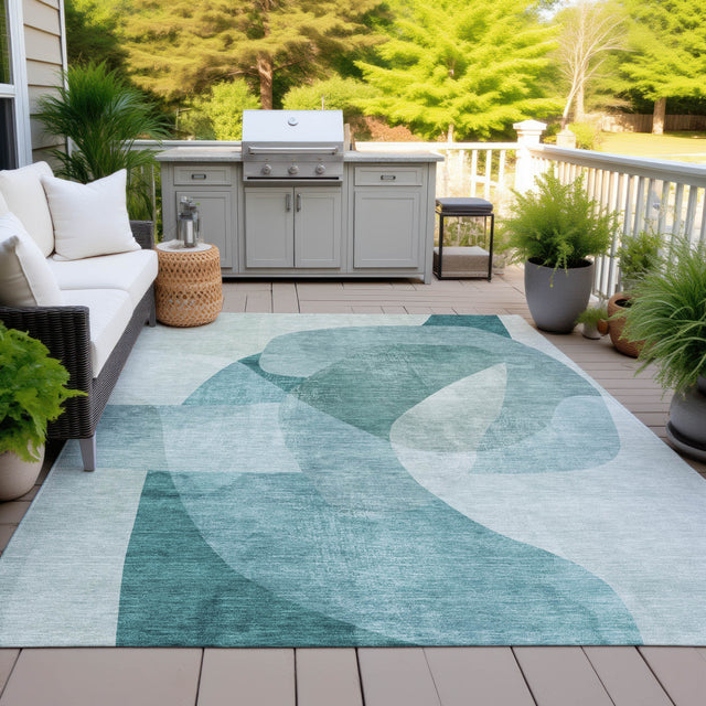 Addison Chantille ACN2057 Abstract Machine Made Transitional Teal Rug