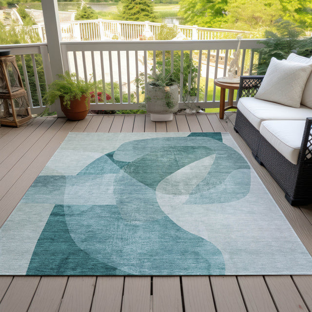 Addison Chantille ACN2057 Abstract Machine Made Transitional Teal Rug