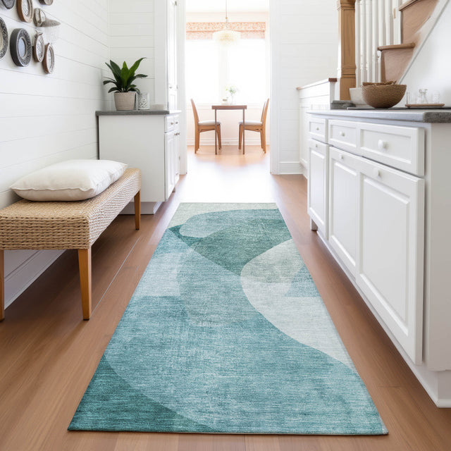 Addison Chantille ACN2057 Abstract Machine Made Transitional Teal Rug