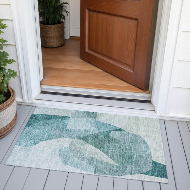 Addison Chantille ACN2057 Abstract Machine Made Transitional Teal Rug