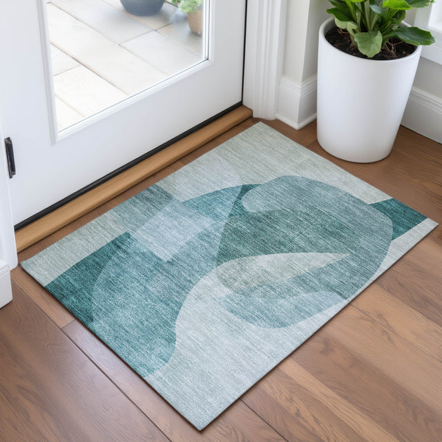 Addison Chantille ACN2057 Abstract Machine Made Transitional Teal Rug