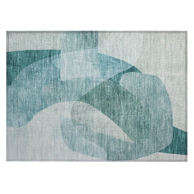 Addison Chantille ACN2057 Abstract Machine Made Transitional Teal Rug