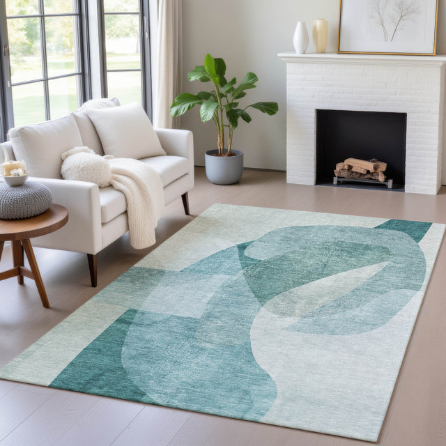 Addison Chantille ACN2057 Abstract Machine Made Transitional Teal Rug