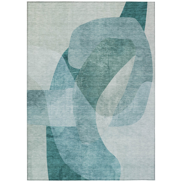 Addison Chantille ACN2057 Abstract Machine Made Transitional Teal Rug