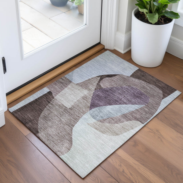 Addison Chantille ACN2058 Abstract Machine Made Transitional Brown Rug