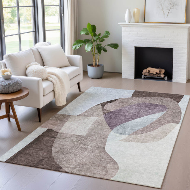 Addison Chantille ACN2058 Abstract Machine Made Transitional Brown Rug