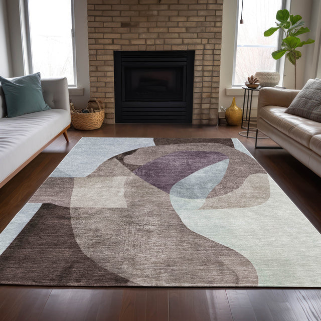 Addison Chantille ACN2058 Abstract Machine Made Transitional Brown Rug